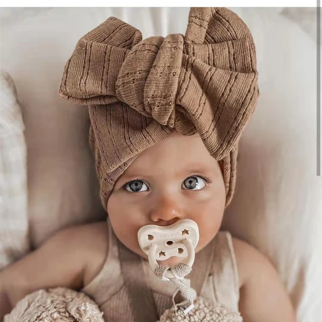 Bandeau bébé nouveau-né pour fille nœud coton élastique bandeau