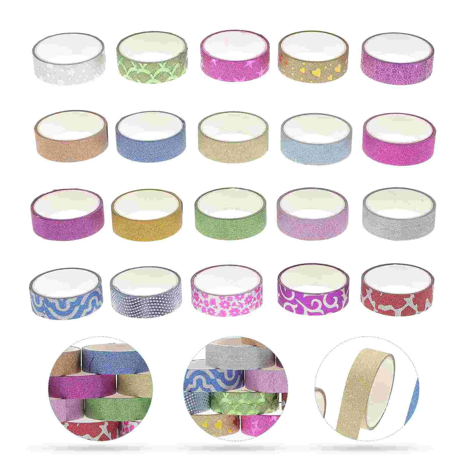 

20 Rolls School Supplys Paper Tapes Adhesive Sticker Decorate Office Chaiers Glitter Stickers Cartoon