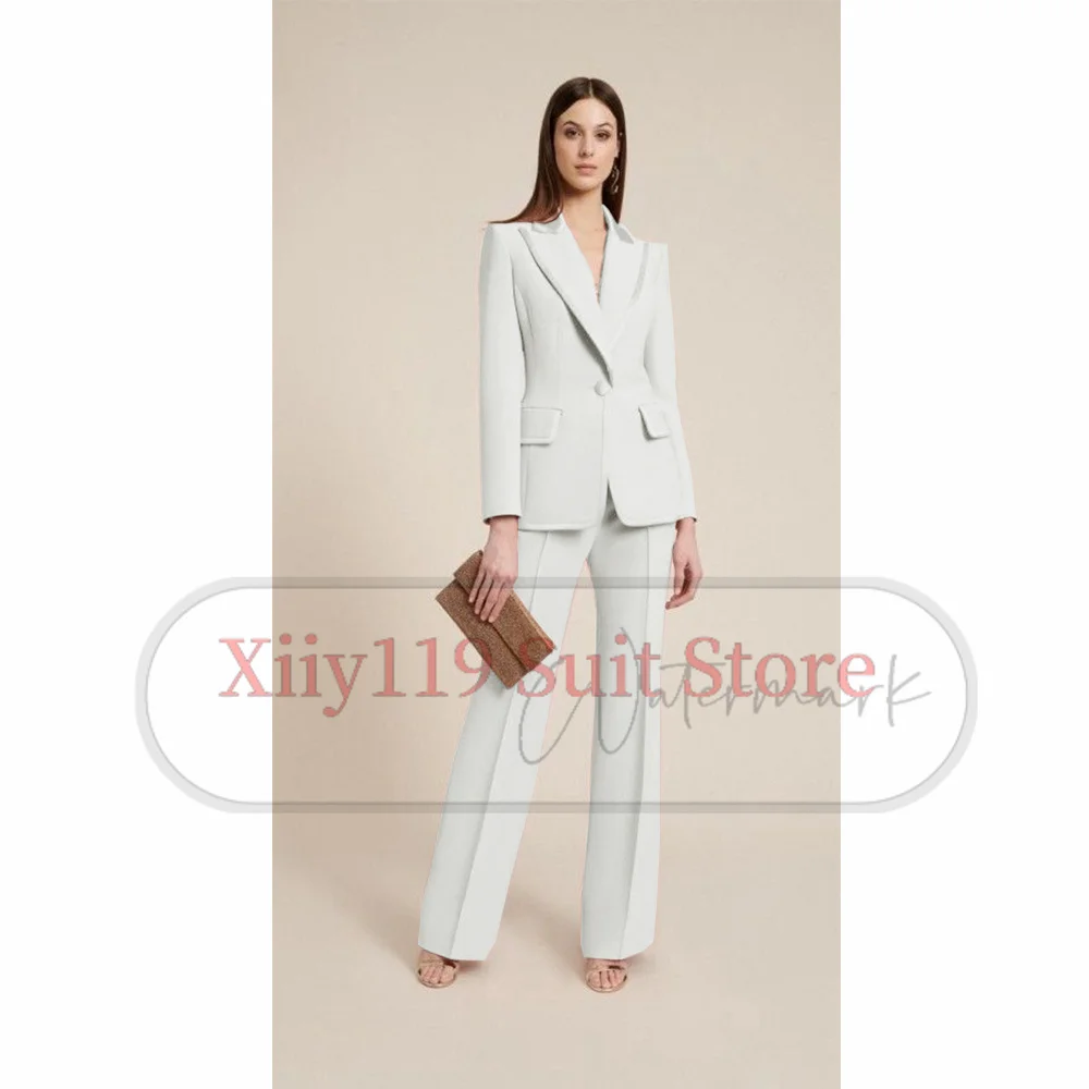 Women Suit Set Solid Color Serge Two-piece Set Workplace Wear
