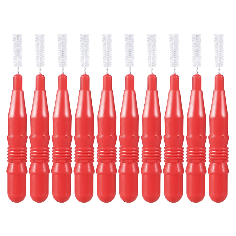 

50 Red Interdental Brush Picks Floss Interdental Brush Refill Flosser Toothpick Cleaners Cleaning Tool 3mm