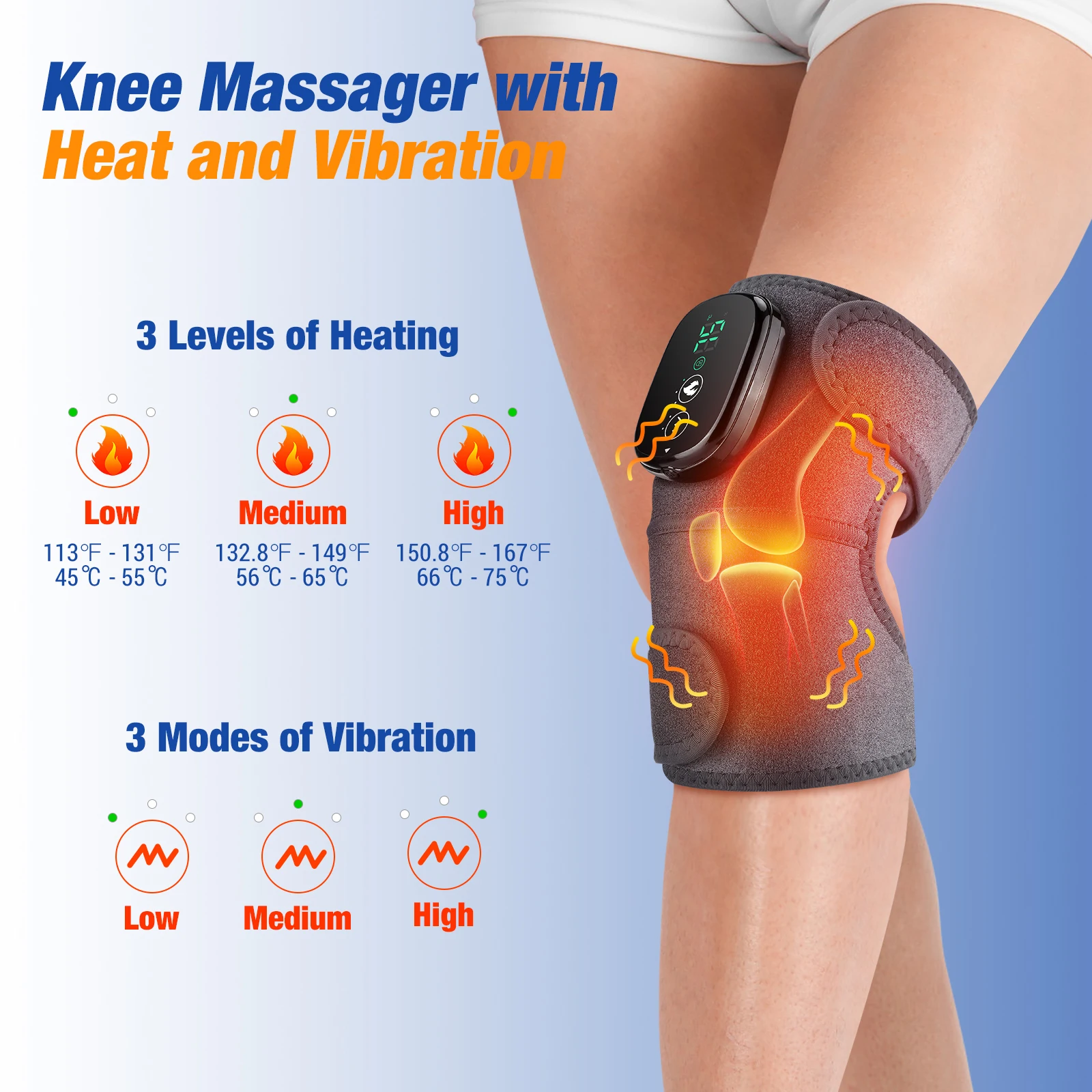 Rodillera con calefacción eléctrica para masaje de rodilla