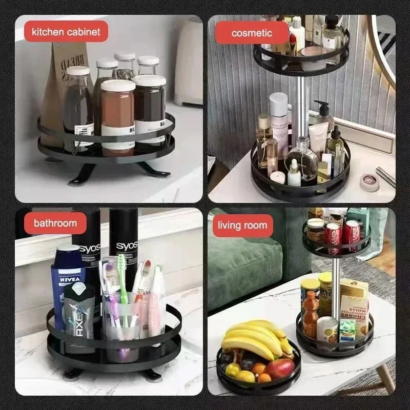 Rotating Spice Jar Glass Organizer Multifunctional Condiment Shelf Kitchen Salt Flavor Container Flavouring Tank Shelf