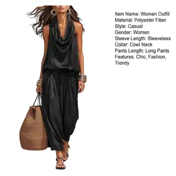 Halter Women's Pants Sets Summer High Waist Pants for Women Holiday Casual Pants Woman Straight Leg Trousers Woman 1