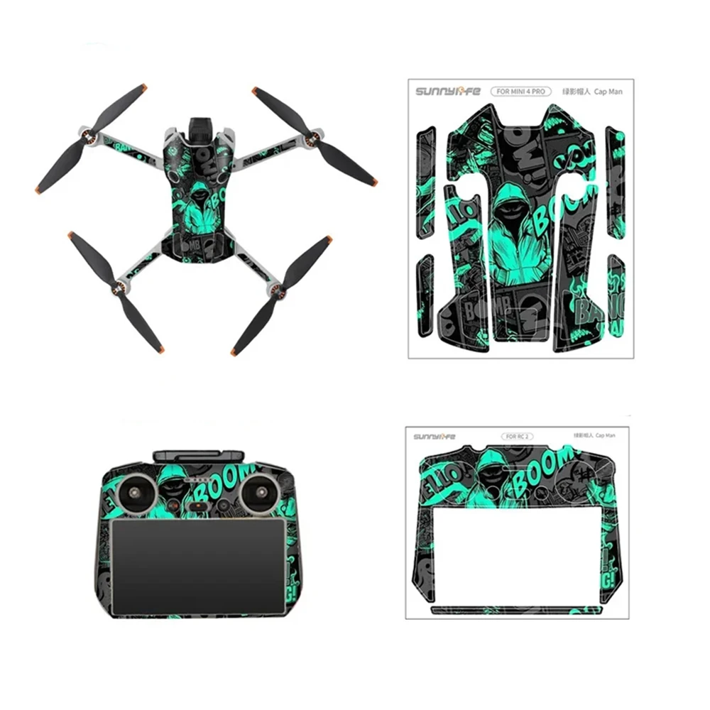 Drone Accessories Camera Sticker PVC Sticker Drone Decals for DJI Mini 4 Pro Stickers Protective Film Waterproof RC 2 Remote Cover Skin Mini 4 Pro Accessories