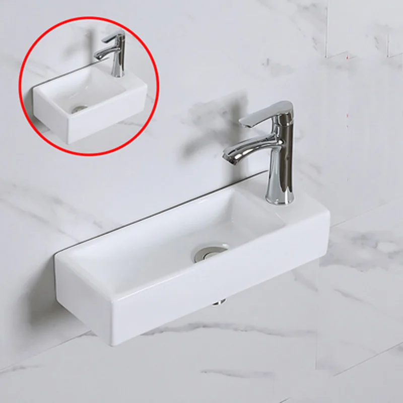 Small Size Mini Tabletop Basin Washbasin Wall Mounted Washbasin Small Wall Mounted Basin Extremely Narrow and Slender 3