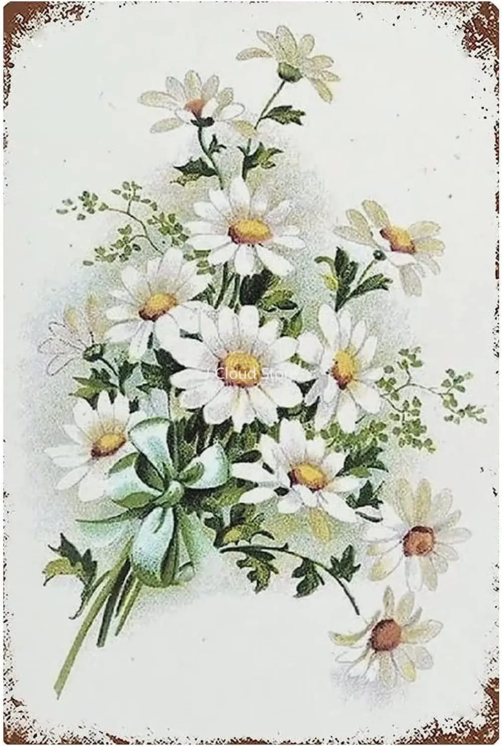 

Vintage Tin Sign Flower White Daisy with Dewdrops Metal Sign Vintage Wall Decor for Home Cafe Office Store Bar Sign Gift