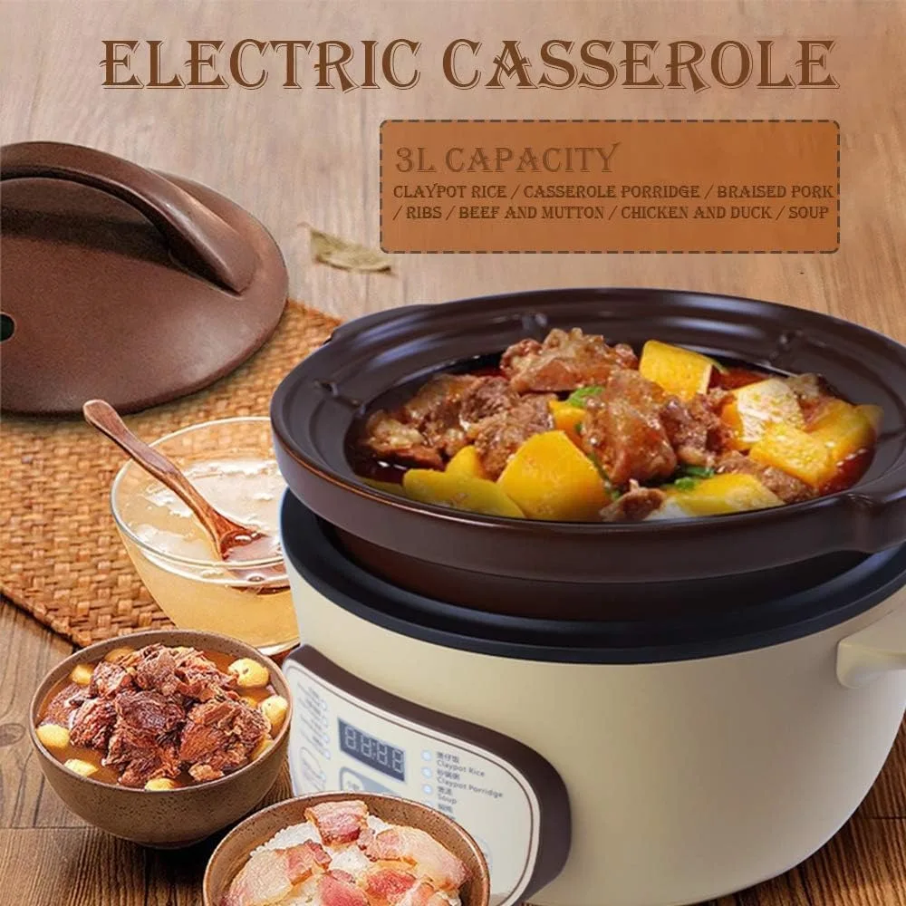 DSG-TZ30 Electric Clay Pot Slow Cooker for Claypot Rice and Casserole Porridge, Ceramic Casserole Cooking Pot with