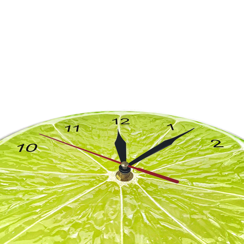 Yellow Lemon Fruit Wall Clock Lime Modern Kitchen Clock Watch Home Decor Living Room Clock Tropical Fruit Wall Art Timepieces