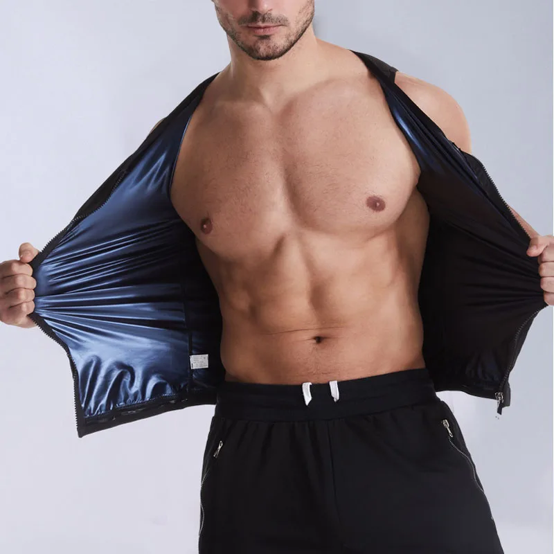 Sauna Top Vest Zipper Body Shaper Men Flat Belly Sweat Fat Burning Weight Loss Tummy Control Slimming Waist Training Male 2024