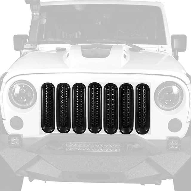 Abs front grill mesh einsatz renn gitter abdeckung schutz aufkleber kit für  jeep wrangler jk 2007-2017 7 teile/satz - AliExpress