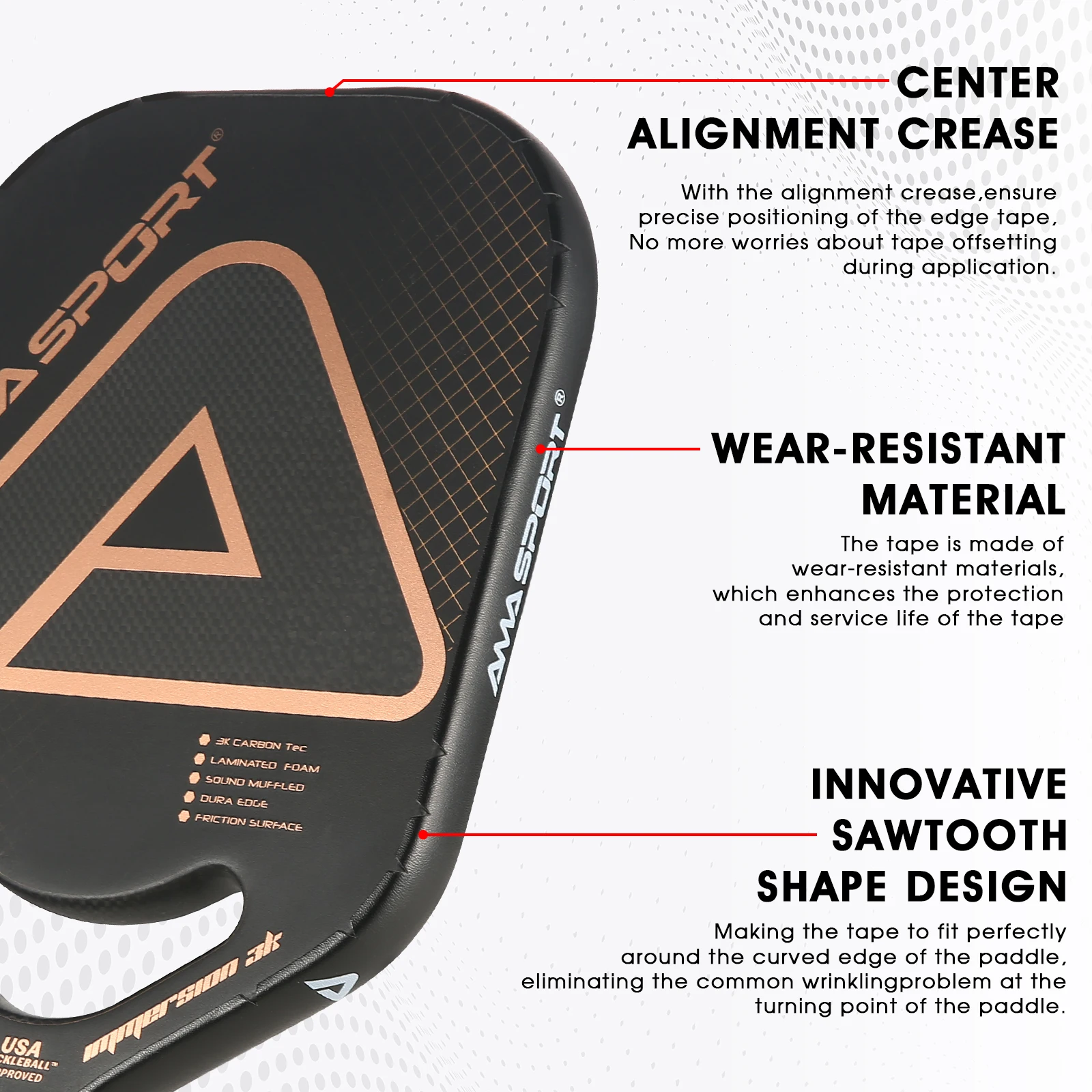 AMASPORT Pickleball Paddle Protection Tape 20mm/23mm/26mm Paddle Head Edge Guard Racket Edge Racket Head Protection Tapes