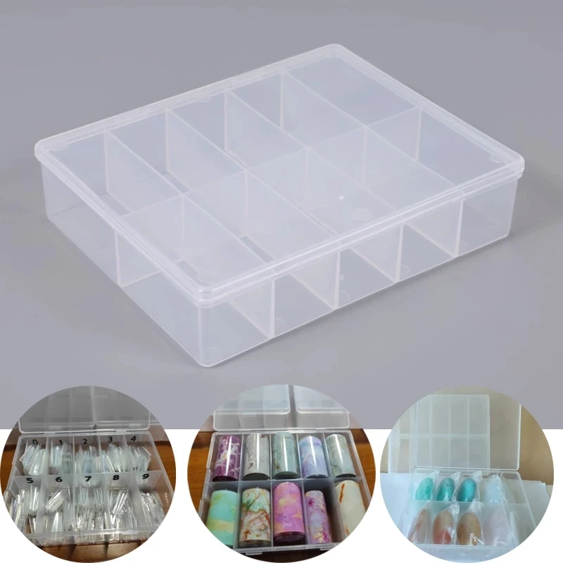 Clear 10-Grid Organizer Box for Jewelry, Beads, and Nail Art Accessories