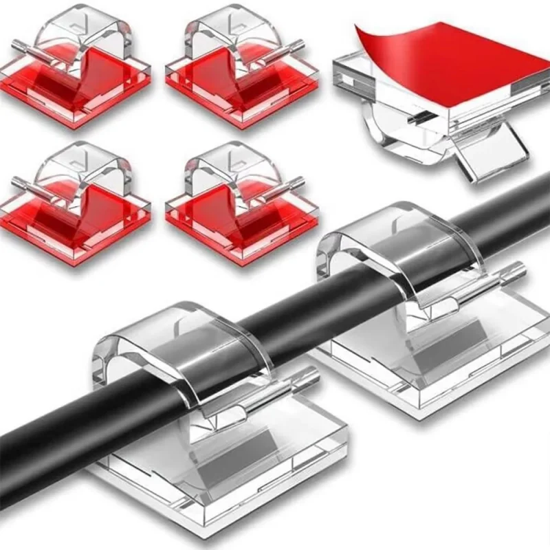 คลิปหนีบสายไฟแบบมีกาวในตัว 5-25 ชิ้น สีดำ สำหรับจัดระเบียบสายไฟ อุปกรณ์จัดเก็บสายไฟในรถยนต์ 1