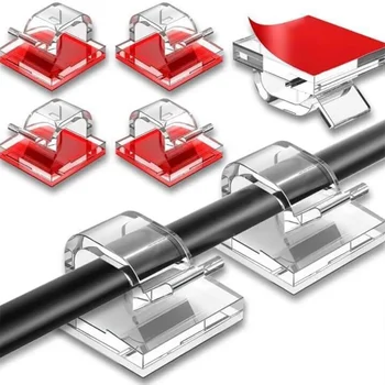 คลิปหนีบสายไฟแบบมีกาวในตัว 5-25 ชิ้น สีดำ สำหรับจัดระเบียบสายไฟ อุปกรณ์จัดเก็บสายไฟในรถยนต์ 1