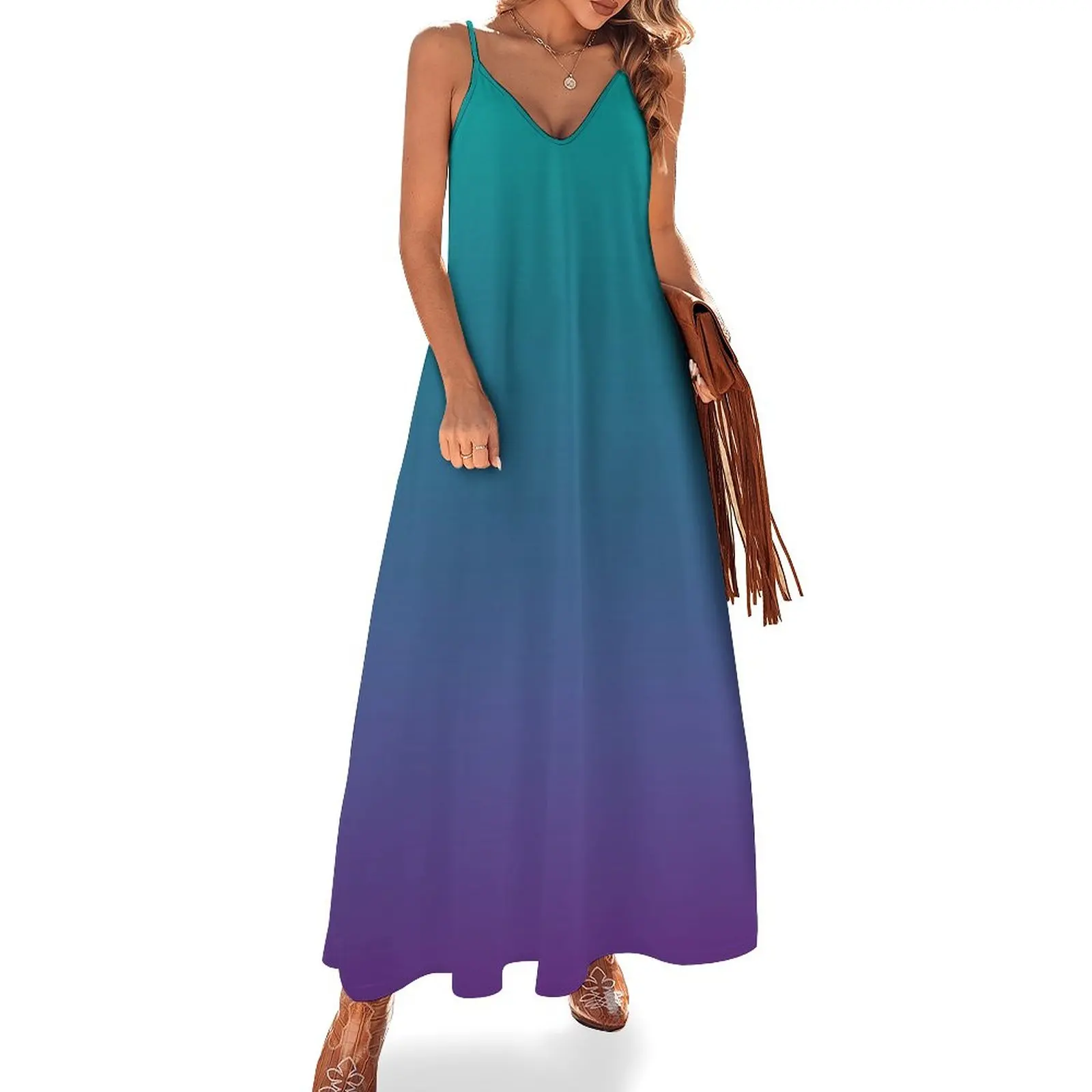 

Ombre | Gradient Colors | Teal and Purple | Sleeveless Dress dress for women summer Party dresses