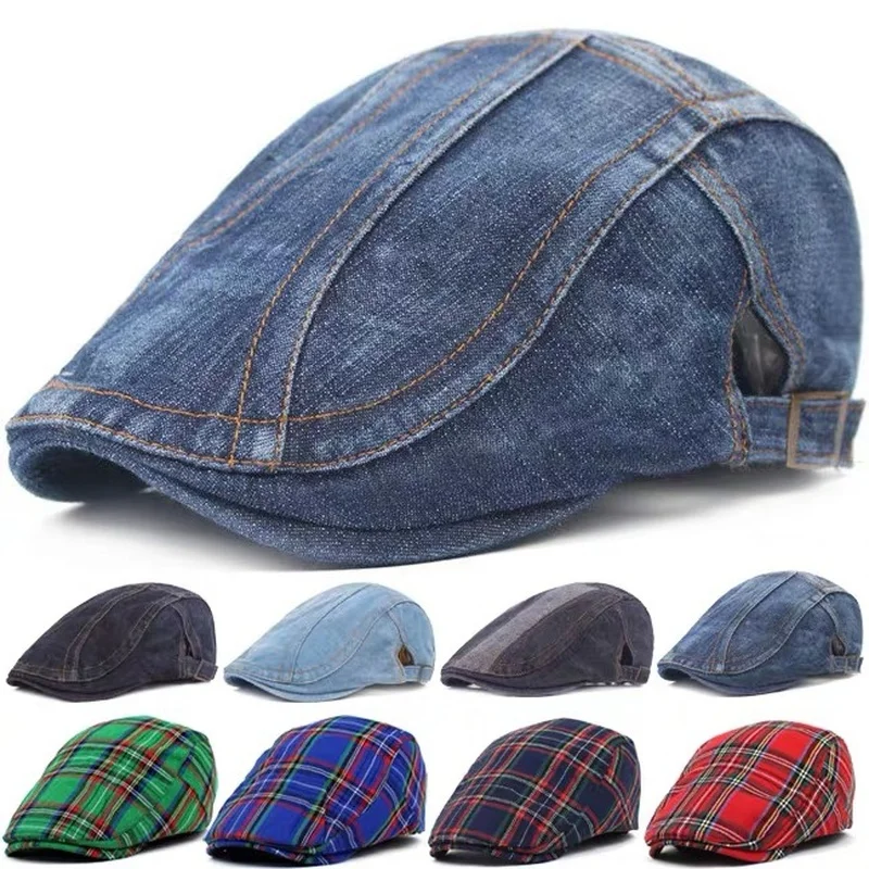 Denim Beret Hats Adjustable Men Women Jeans Berets Flat Gatsby Cabbie Driving Cap Autumn Hats Forward Peaked Caps beret hat woolen beret