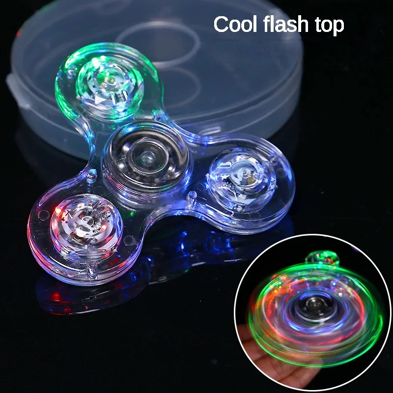 

Fidget Spinner Crystal Luminous Transparent LED Luminous Adult Decompression Toy Relieves Fidgeting Cool Trendy Play Boy Gift