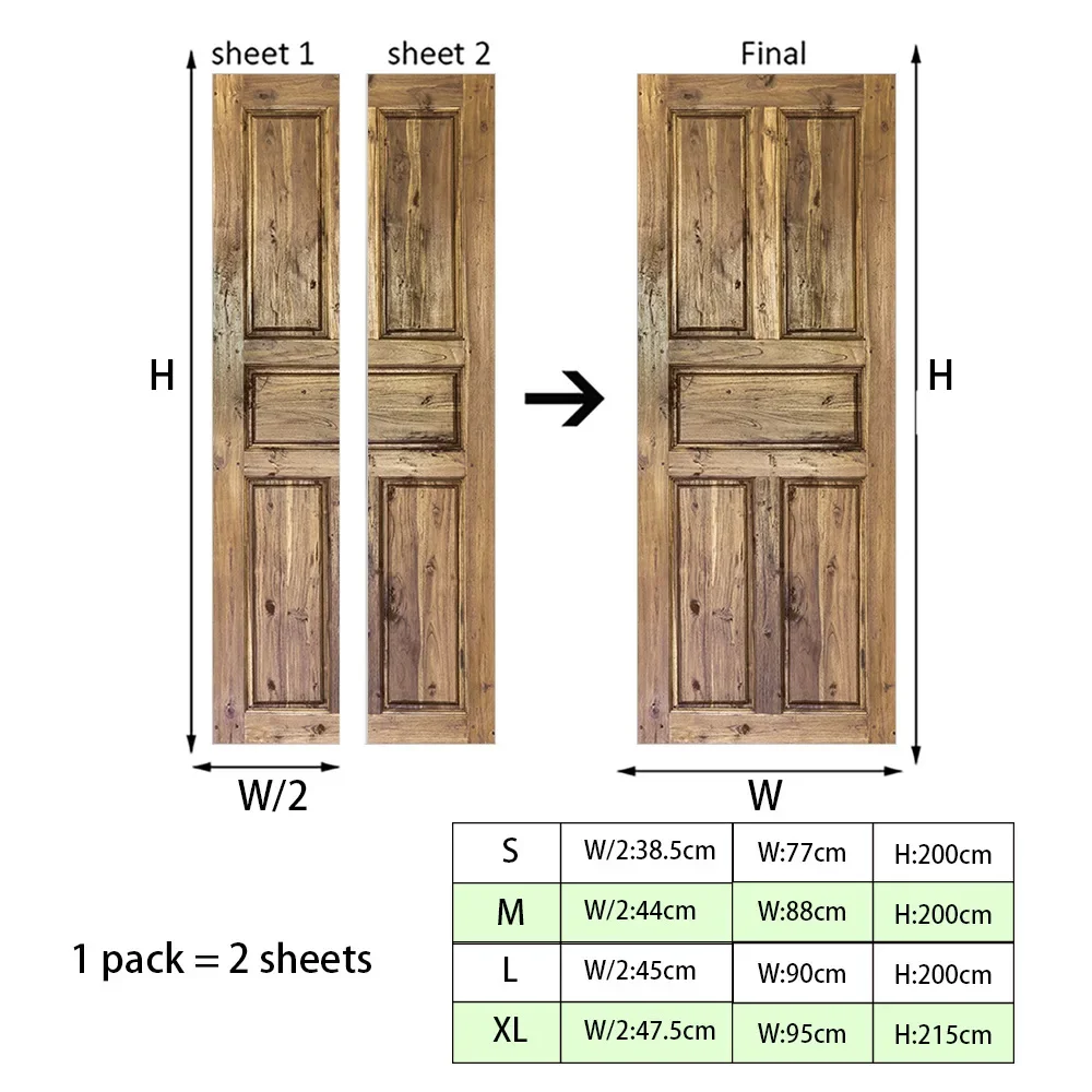 Self Adhesive Retro 3D Door Stickers Waterproof Wood Grain Vinyl PVC Door Poster Art Mural for Bedroom Wallpaper Home Decor door wallpaper stickers