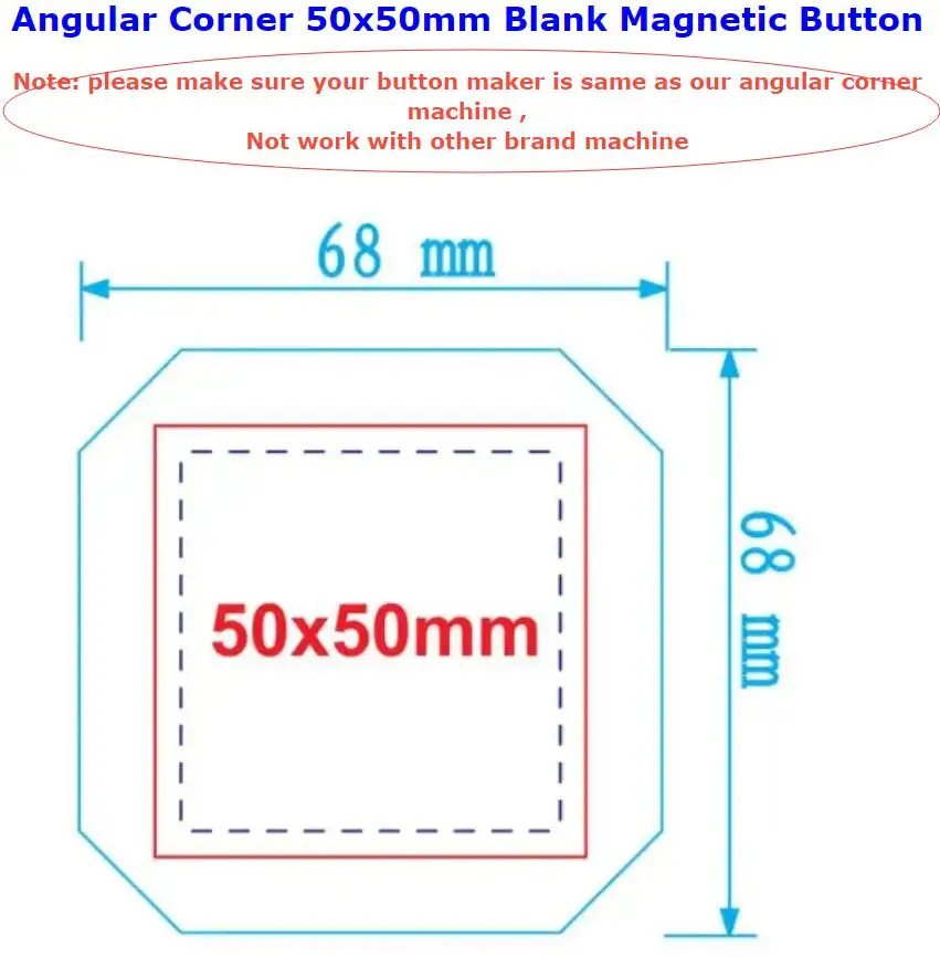 Free some 1000 Sets Angular Corner 50x50MM Blank Fridge Magnet Button Rectangular Button Maker Material Badge Making Machine