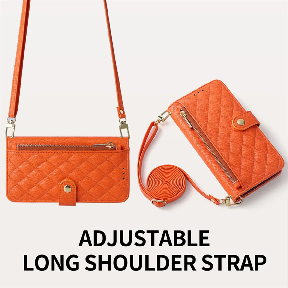 Leather Crossbody Wallet with Card Holder and Lanyard - Protective Phone Case and Cover