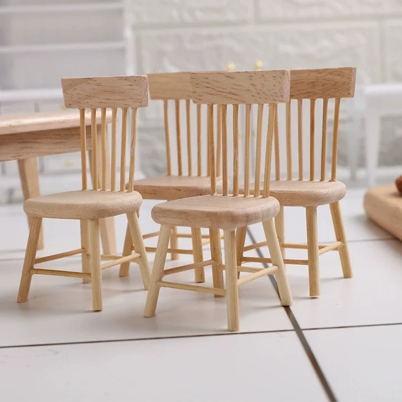 미니어처 오크 식탁과 의자 인형집 액세서리 DIY 장난감 음식 놀이집 미니어처 모델 가구 인형집 선물용