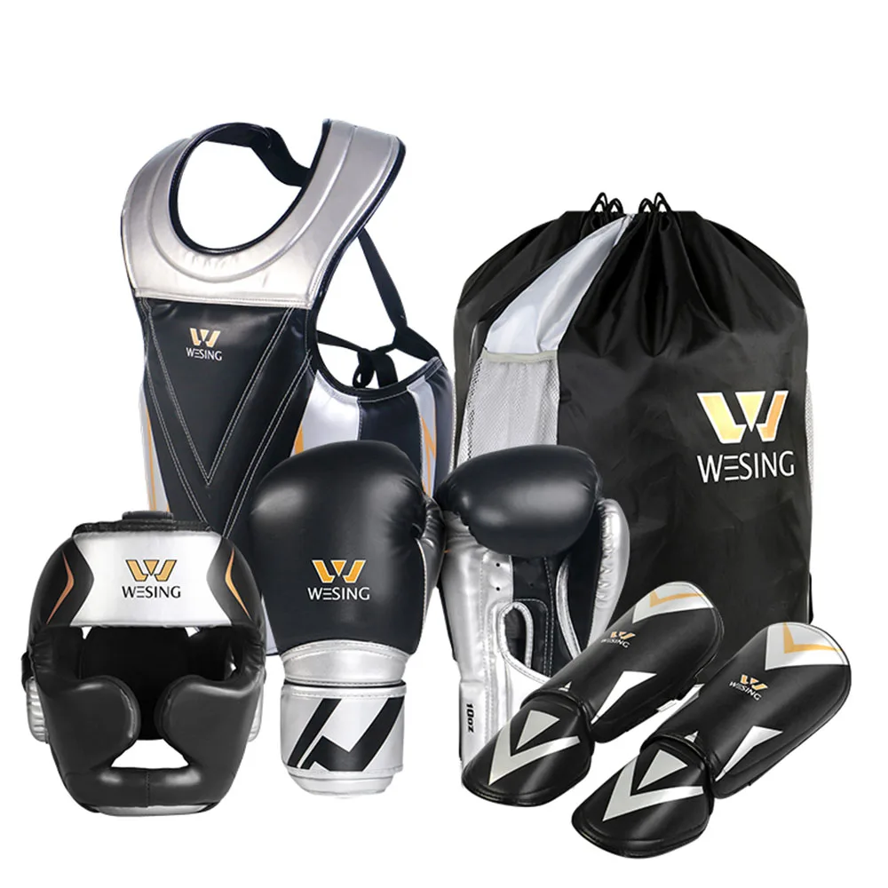 Wesing-equipo de protección de boxeo para hombres y mujeres, conjunto de Equipo de Boxeo, Sanda Kickboxing, MMA, Muay Thai, juego de 5 piezas