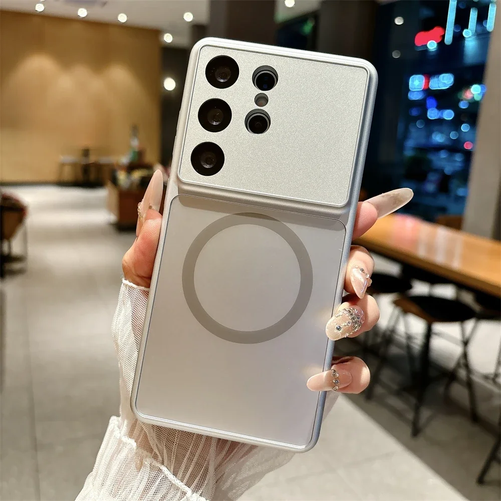 Magnetic Matte Glass Lens Film Protector Case with Magsafe Wireless Charging Compatibility