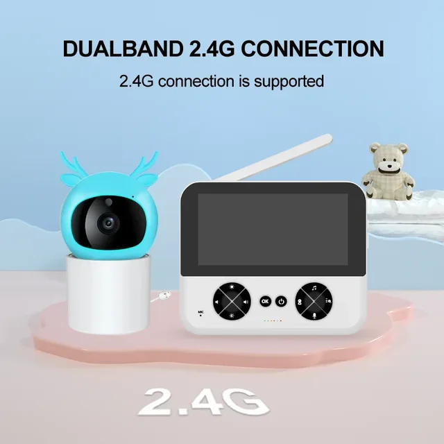 Baby Monitor 720P with 4.3'' IPS Display,Feeding Clock, Infrared  Night Vision, Voice Intercom, VOX Mode,Lullabies, 2-Way Talk 3