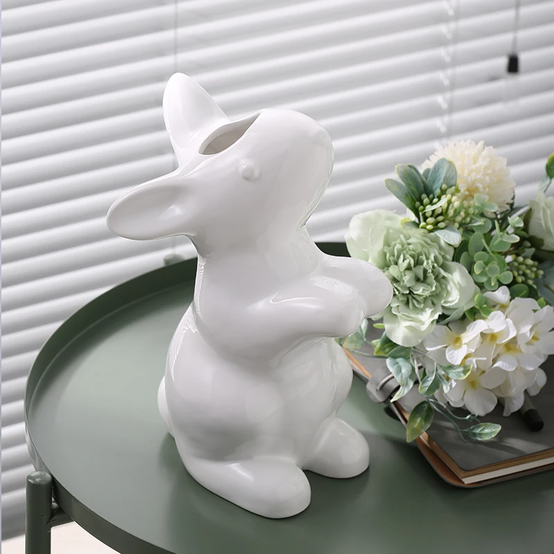 GIEMZA Rabbit Vase Cartoon Rabbits Flowerpot Ceramic Flower 1pc Table