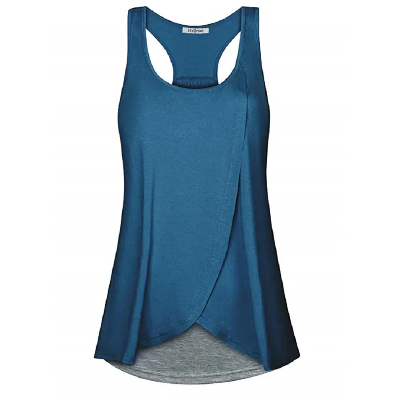 Pregnant Women&rsquo;s Breastfeeding Vest Summer Sleeveless Splicing Feeding Top Casual Maternity Women Nursing Tops maternity breastfeeding blouse