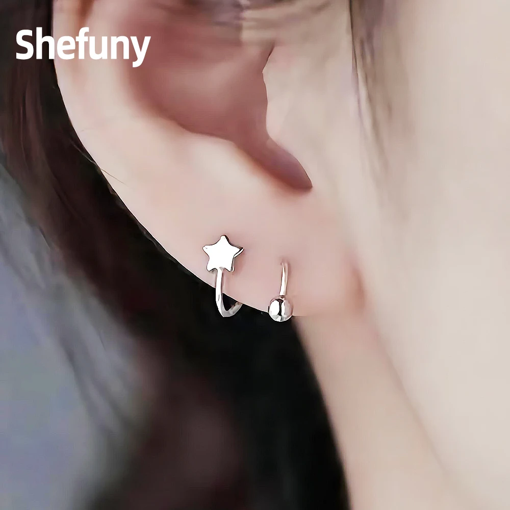 

925 Sterling Silver Rotate Spring Star Stud Earrings Screw Heart Love Geometric Earrings For Women Fine Jewelry Anniversary Gift