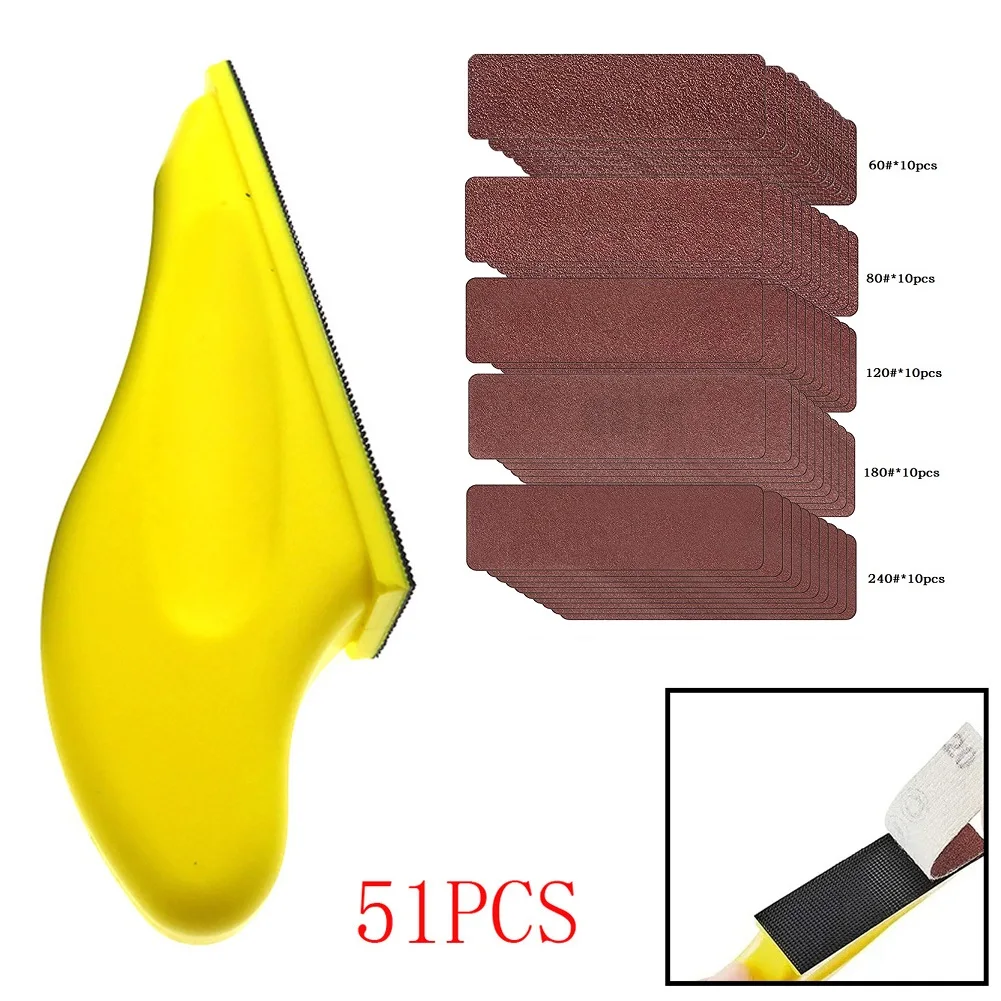 

3.5 X1Inch Detail Sander Refills Micro Finishing Sander Paper 60-240Grit With Hand Grinding Block For Craft Wood Metal Polishing