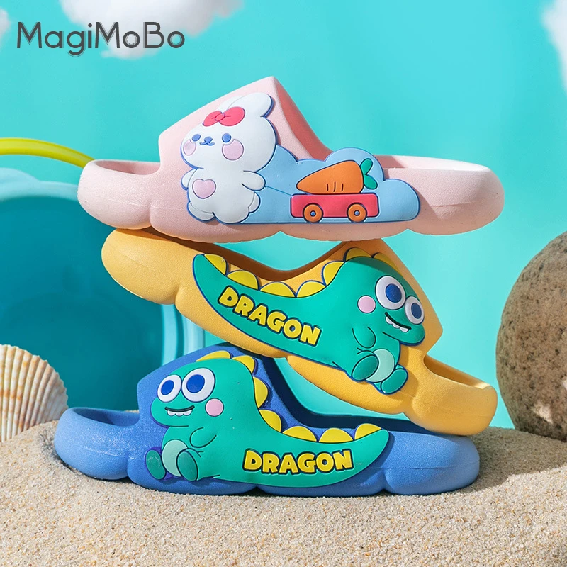 New Summer Cute Cartoon Children's Slippers Fruit Dinosaur Pattern Breathable Comfortable Non-slip Soft Home Boys Girls Slippers