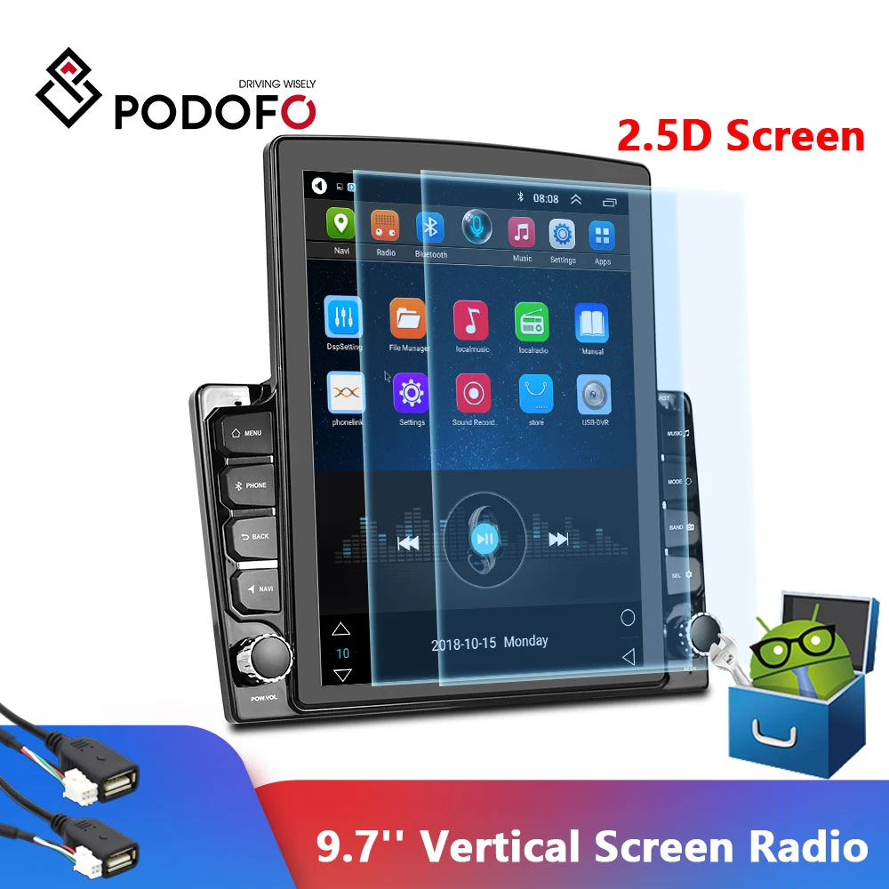 Jaar Te voet Conceit Podofo 2 Din Android Car Radio 9.7'' Vertical Screen 2din Gps Navigation  Autoradio Tesla Style Head Unit Stereo Receiver Rds - Car Radios -  AliExpress