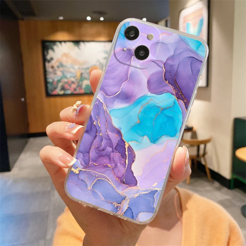 Elegant Marble Transparent Shockproof Silicone Phone Case