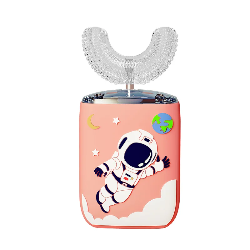 thumbnail image 1 of Cepillo de dientes eléctrico automático de 360 grados, tipo U, para niños, con dibujos animados, sónico, carga por USB, luz azul, IPX7, 1 of 5