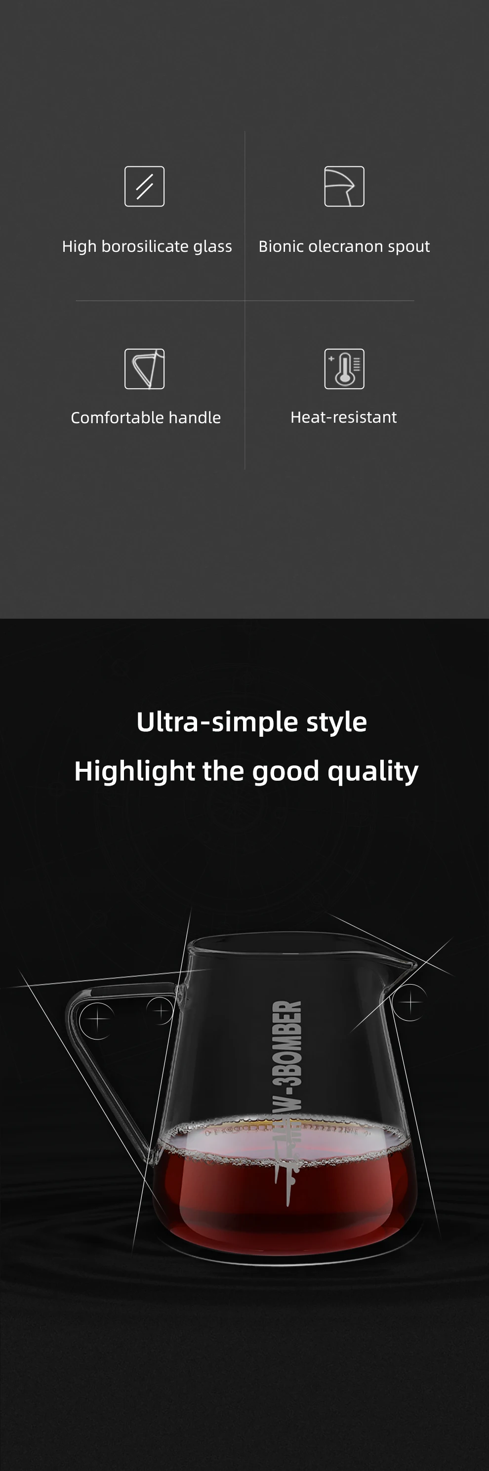 Description Picture 6 of itemMHW-3BOMBER Elf 500ml Coffee Server Glass Coffee Pot Espresso Dripper Pour Over Maker Brewer Pot Chic Home Coffee Accessories