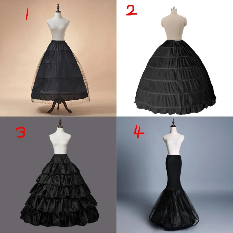 Black Hoop Crinoline Long Wedding Petticoat Ball Gown Underskirt Mariage Skirt Bridal Accessories