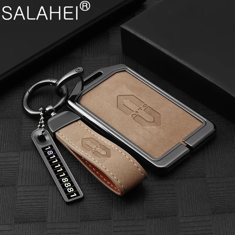 

Fashion Suede Car Key Case Full Cover For Aito M5 M7 Card Buckle Protector Shell Keychain Anti-loss Keyless Bag Auto Accessories