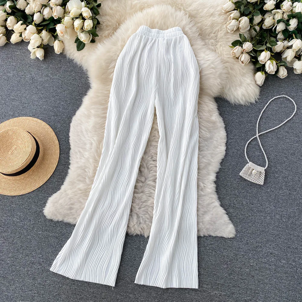 

New High Waist Drape New Chiffon Hundred with Loose Straight Wide Leg Casual Pants