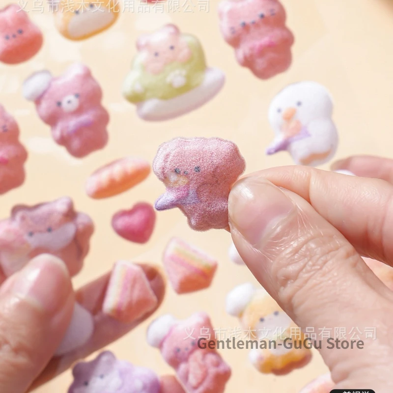 3D 입체 플로킹 스티커 귀여운 애완동물 DIY 저널링 구카 스티커 휴대폰 케이스 장 데칼 축제 선물