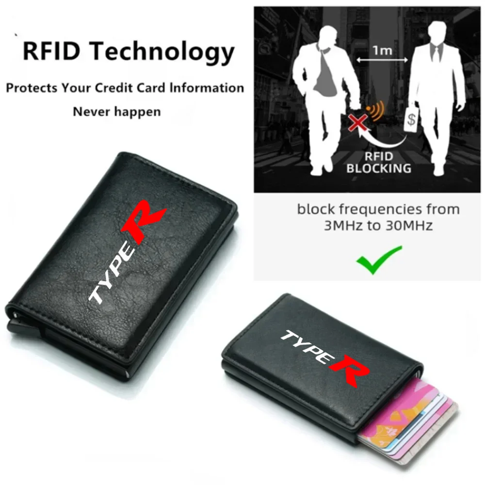 Rfid 신용카드 홀더 남성용 가죽 지갑, 혼다 어코드 시빅 타입 CRV 타입 R 자동차 액세서리, 은행 카드 홀더