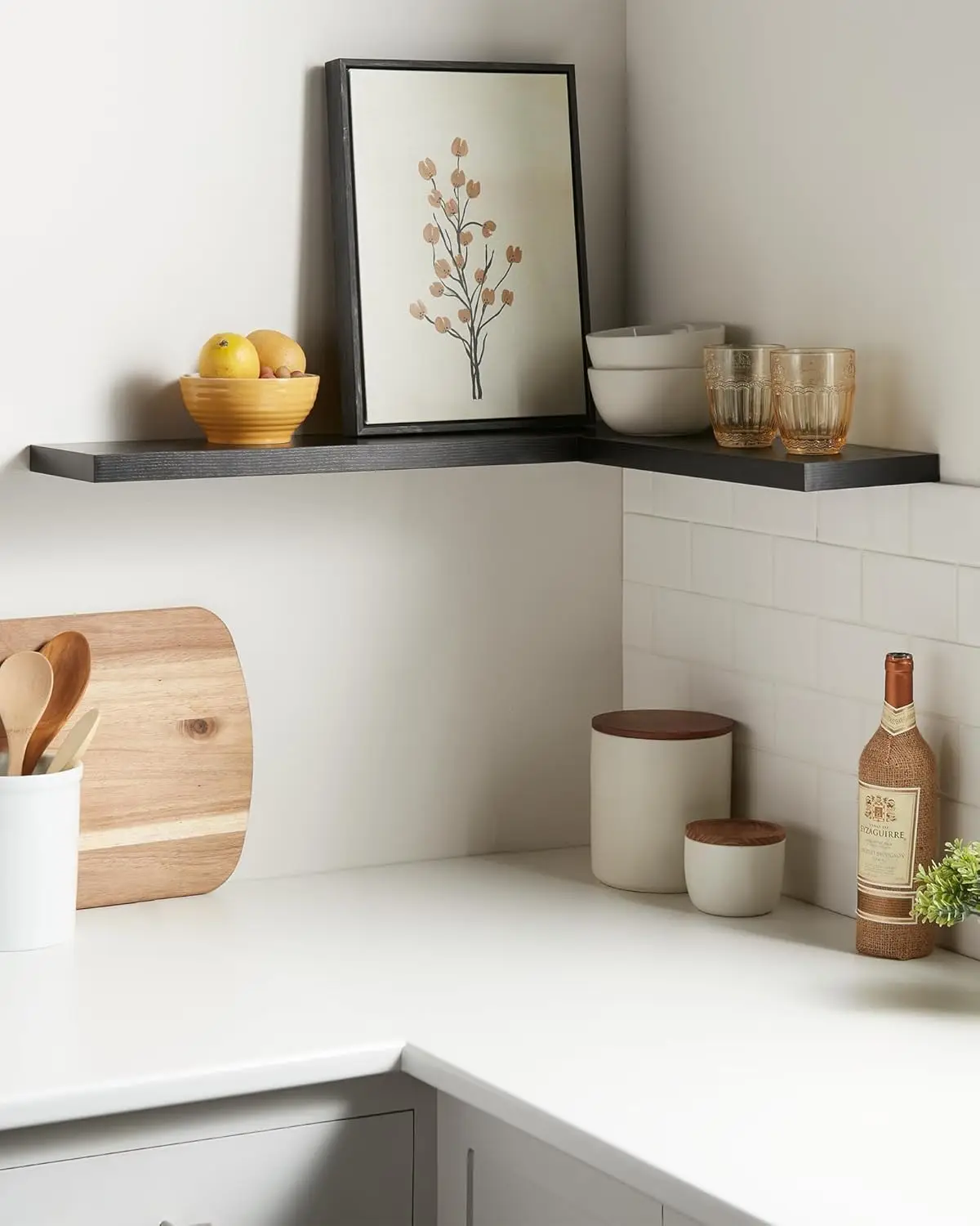 BAYKA Floating Shelves for Wall, 22.5" Wall Mounted Rustic Wood Shelves for Bathroom, Bedroom, Living Room, Kitchen, Office 2