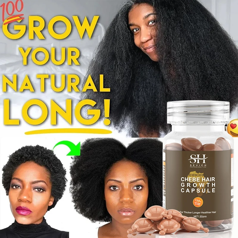 2023 Chebe Hair Growht Capsule Repair Damaged Hair Essential Oil Africa Hair Thickening Serum Anti Hair Loss Treatment Products