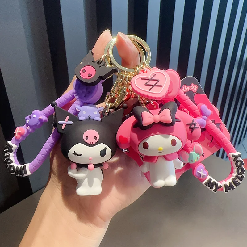 Sanrio Y2K Keychian Kawaii My Melody Kuromi Pendant Keyring Sweet Girls Bags Keychains Cartoon Children Toy Women Car Key Chain