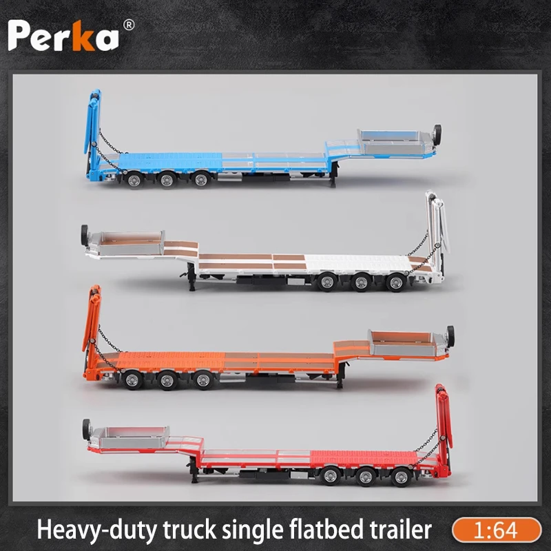 Perka 다이캐스트 1:64 플랫베드 컨테이너 중형 트럭 트레일러 합금 시뮬레이션 운송 자동차 모델 컬렉션 기념품 선물 디스플레이