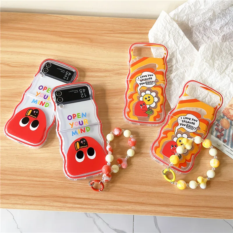 

Cartoon Red Bean Flower Phone Case for Samsung Galaxy Z Flip 5 4 3 Protective Back Cover for ZFlip3 ZFlip4 ZFlip5 Case Shell