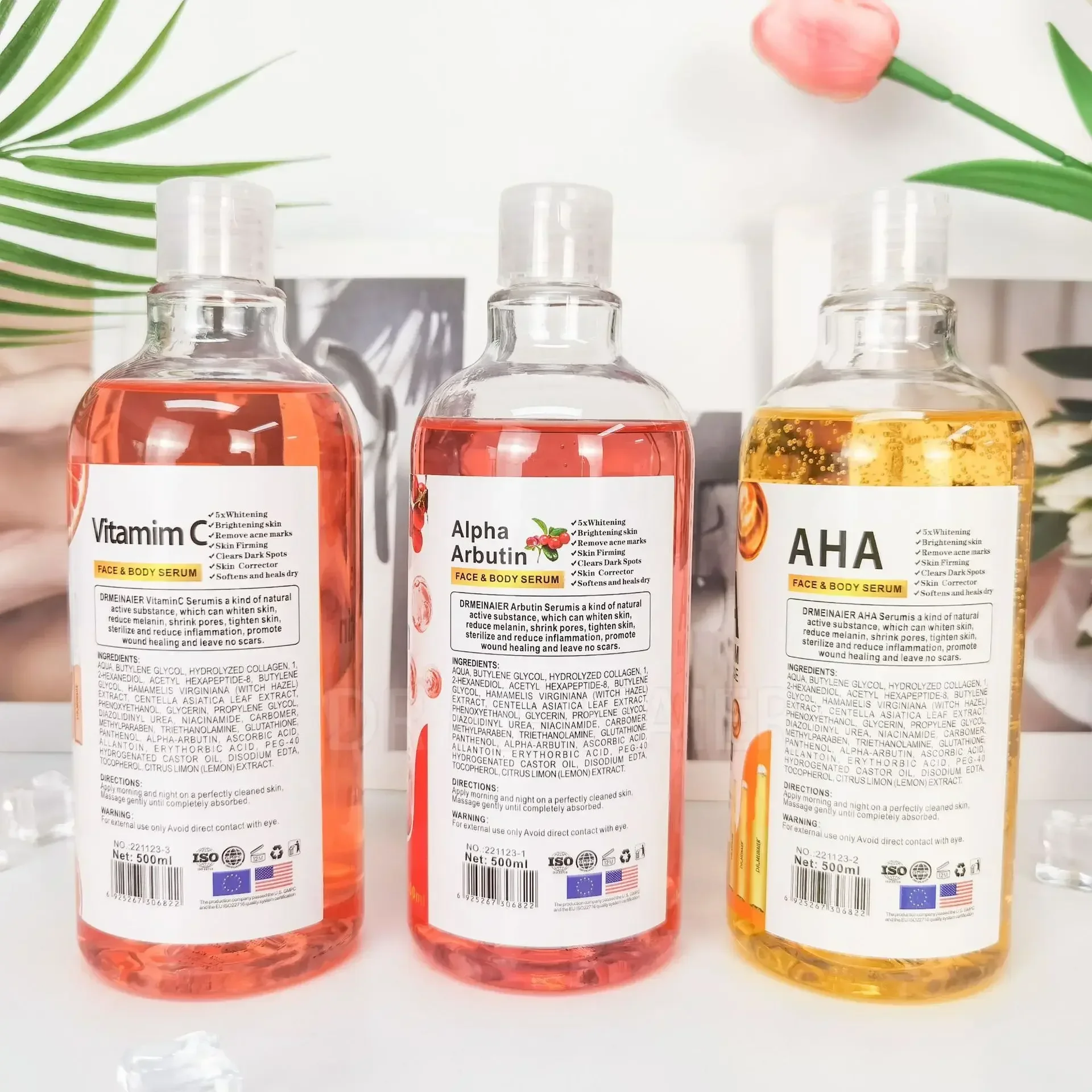 500ml Hyaluronic Acid, Nicotinamide Vitamin C AHA Face Serum Spots Eraser Corrector Whitening Moisturizing Lightening Body Serum 3