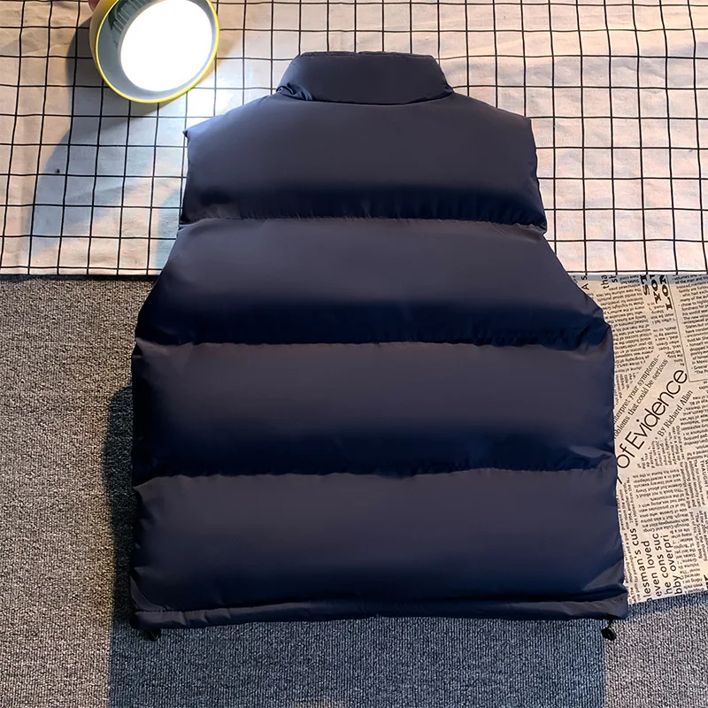 2023 Men's Casual Sleeveless Down Cotton Vest Standing Collar Autumn Winter Fashion Solid Color Camisole Top