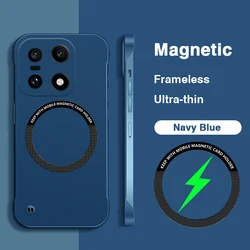 Luxury Frameless Magnetic Wireless Charging Phone Case - Hard Thin Anti - Scratch Shockproof Back Cover for OnePlus 15 (Navy Blue)
